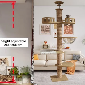 Solid Wood Cat Tree Tower Natural Color Large Space Cat Nest Stable Base Indoor Cat Scratching Post Climbing Frame Pet Play Furniture - Imagen 5