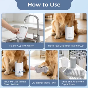 Limpiador de patas para perros Nobleza, kit de aseo 5 en 1 con 3 toallas y 1 cepillo de baño grande, vaso portátil de silicona para lavar mascotas, elimina el barro y la suciedad (gris) - Imagen 7