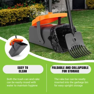 Poop Scooper for Dog, with Swivel Container & Dog Waste Bag Dispenser & 35 Waste Bags,116cm Length Handle Dog Poop Shovel and Rake For Dog Puppy Cat Waste Picker Pet Cleaning Shovel Tools - Imagen 5