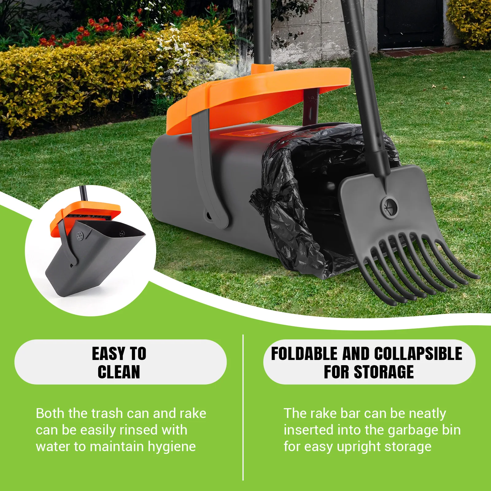 Poop Scooper for Dog, with Swivel Container & Dog Waste Bag Dispenser & 35 Waste Bags,116cm Length Handle Dog Poop Shovel and Rake For Dog Puppy Cat Waste Picker Pet Cleaning Shovel Tools - Imagen 5