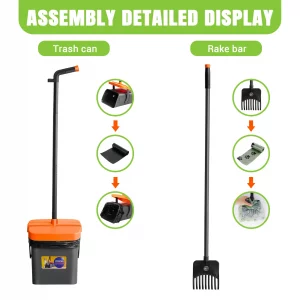 Poop Scooper for Dog, with Swivel Container & Dog Waste Bag Dispenser & 35 Waste Bags,116cm Length Handle Dog Poop Shovel and Rake For Dog Puppy Cat Waste Picker Pet Cleaning Shovel Tools - Imagen 3