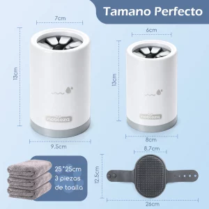 Alternative view of Limpiador de patas para perros Nobleza, kit de aseo 5 en 1 con 3 toallas y 1 cepillo de baño grande, vaso portátil de silicona para lavar mascotas, elimina el barro y la suciedad (gris)