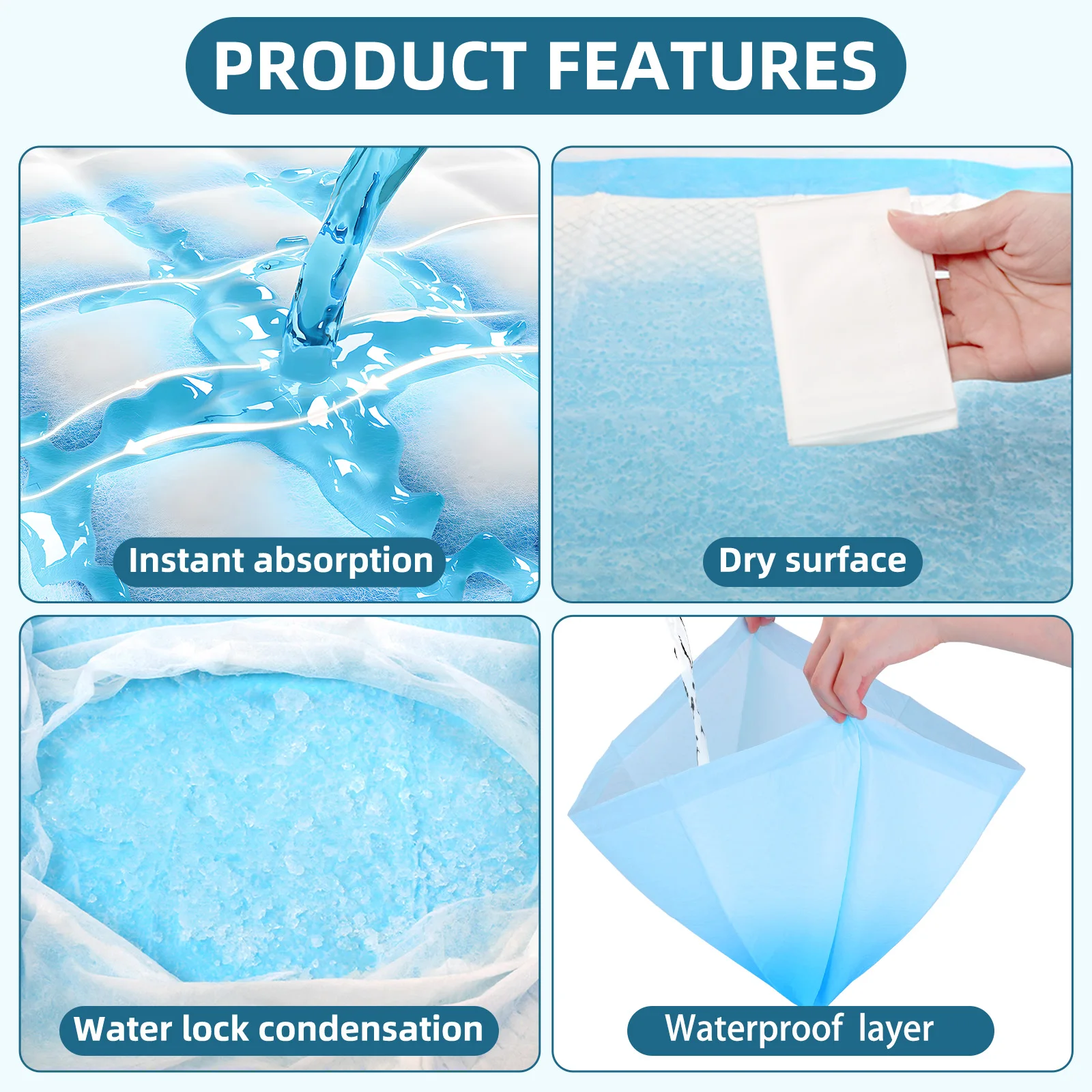 Nobleza Dog Pads, Disposable Super Absorbent Pee Pads for Dogs, 50 Units 40x60cm with Leak Proof Design for Puppy Training and Incontinence, Ideal for Home and Crate Use. - Imagen 4