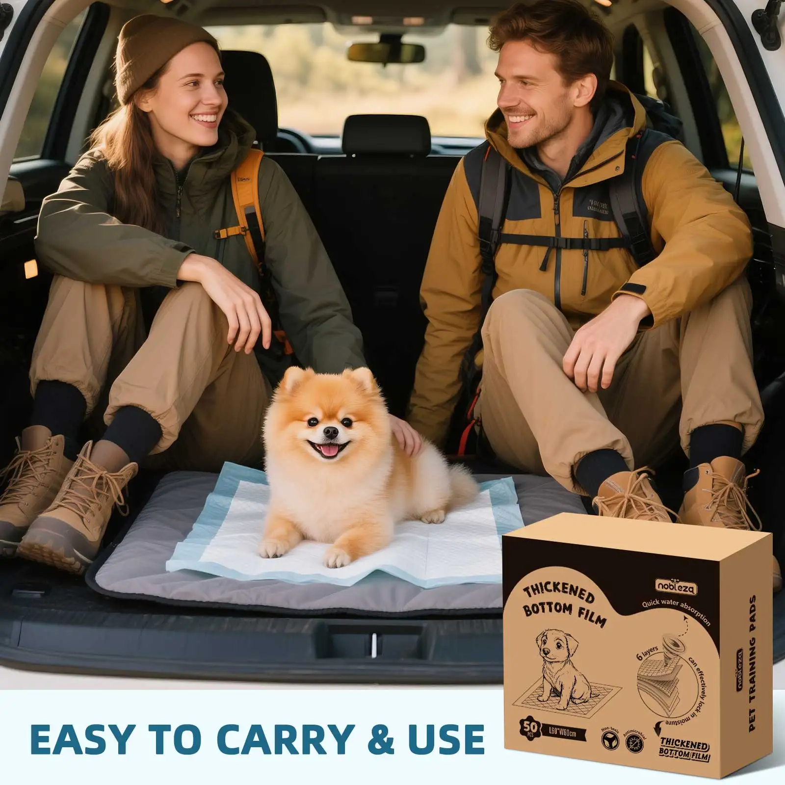 Nobleza Dog Pads, Disposable Super Absorbent Pee Pads for Dogs, 50 Units 40x60cm with Leak Proof Design for Puppy Training and Incontinence, Ideal for Home and Crate Use. - Imagen 8