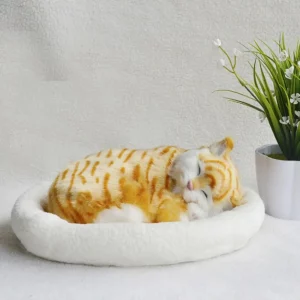 Alternative view of Realistic Black and White Cat Dog Breathing Sleeping Plush Toys Doll Electronic Pets for Dementia Seniors Adults Kids