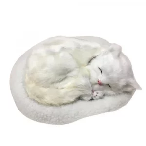 Realistic Black and White Cat Dog Breathing Sleeping Plush Toys Doll Electronic Pets for Dementia Seniors Adults Kids - Imagen 13