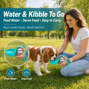 Dog Water Bottle 285ml Stainless Steel Portable Dog Drinker Leak Proof Feeder Dog Bottle 2 in 1 Silicon Bowl Travel Pet Supplies - Imagen 2