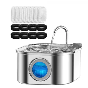 Alternative view of Transparent Window Cat Water Dispenser with sensor 3.2L/108oz Super Quiet& Pets Auto Filter Stainless Steel Cats Water Fountain