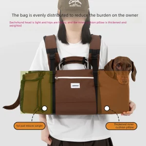 Nylon Brown Shell Pet Dachshund Backpack Double Shoulder Outdoor Travel Dog Carrier Bag For Sausage Dog Outdoor Hiking Trip - Imagen 6