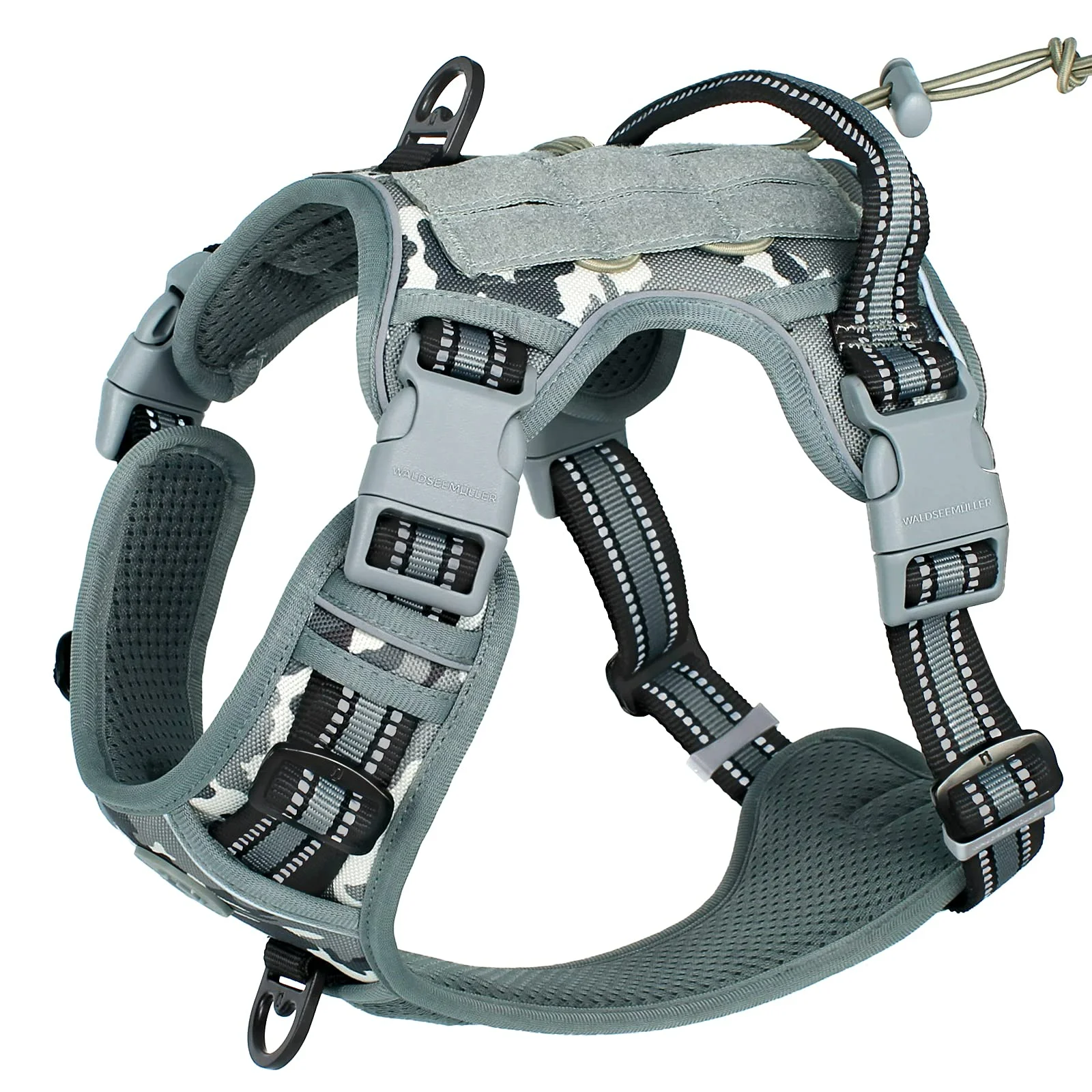 Tactical Dog Harness, No Pull Dog Harness, Adjustable Breathable MOLLE Dog Vest Harness for Medium Large Dog Reflective Military - Imagen 10