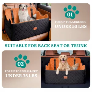 Dog Car Seat for Medium Large Dogs, Memory Foam Pet Bed with Storage, Non-Slip Cushion and Safety Belts Under 55lbs - Imagen 6