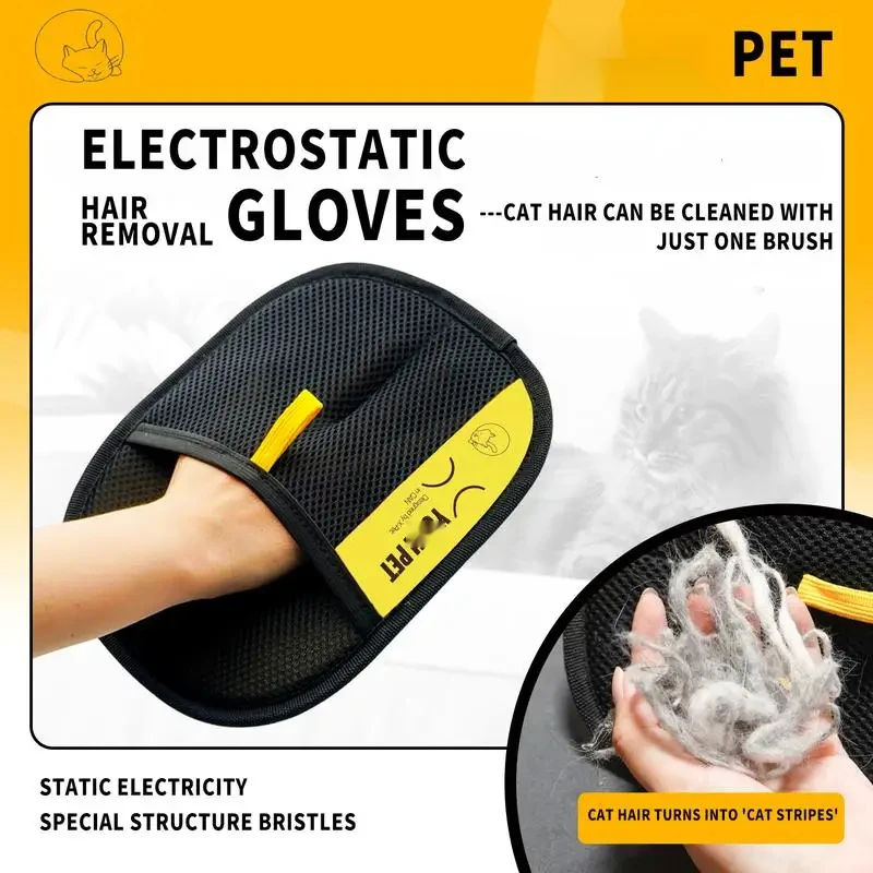 Animal hair glove Electrostatic gloves Two-way brush pet hair removal glove for cats dogs clothes furniture electrostatic - Imagen 2