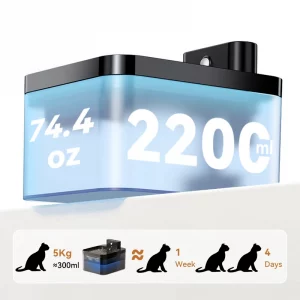 Fuente de agua inalámbrica y automática para gatos ROJECO (2600 mAh): dispensador de agua inteligente con sensor infrarrojo para perros y gatos. - Imagen 6