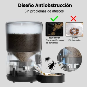 Comedero automático para mascotas de 4 L: dispensador de comida para gatos programable y con control de porciones; dispositivo resistente a insectos y humedad, sin atascos de comida. - Imagen 3