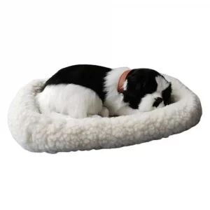 Realistic Black and White Cat Dog Breathing Sleeping Plush Toys Doll Electronic Pets for Dementia Seniors Adults Kids - Imagen 8