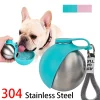 Dog Water Bottle 285ml Stainless Steel Portable Dog Drinker Leak Proof Feeder Dog Bottle 2 in 1 Silicon Bowl Travel Pet Supplies
