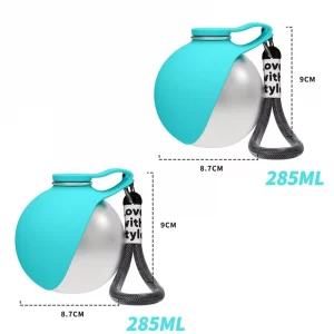 Dog Water Bottle 285ml Stainless Steel Portable Dog Drinker Leak Proof Feeder Dog Bottle 2 in 1 Silicon Bowl Travel Pet Supplies - Imagen 9