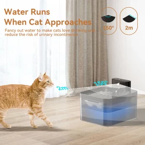 Fuente de agua inalámbrica y automática para gatos ROJECO (2600 mAh): dispensador de agua inteligente con sensor infrarrojo para perros y gatos. - Imagen 3