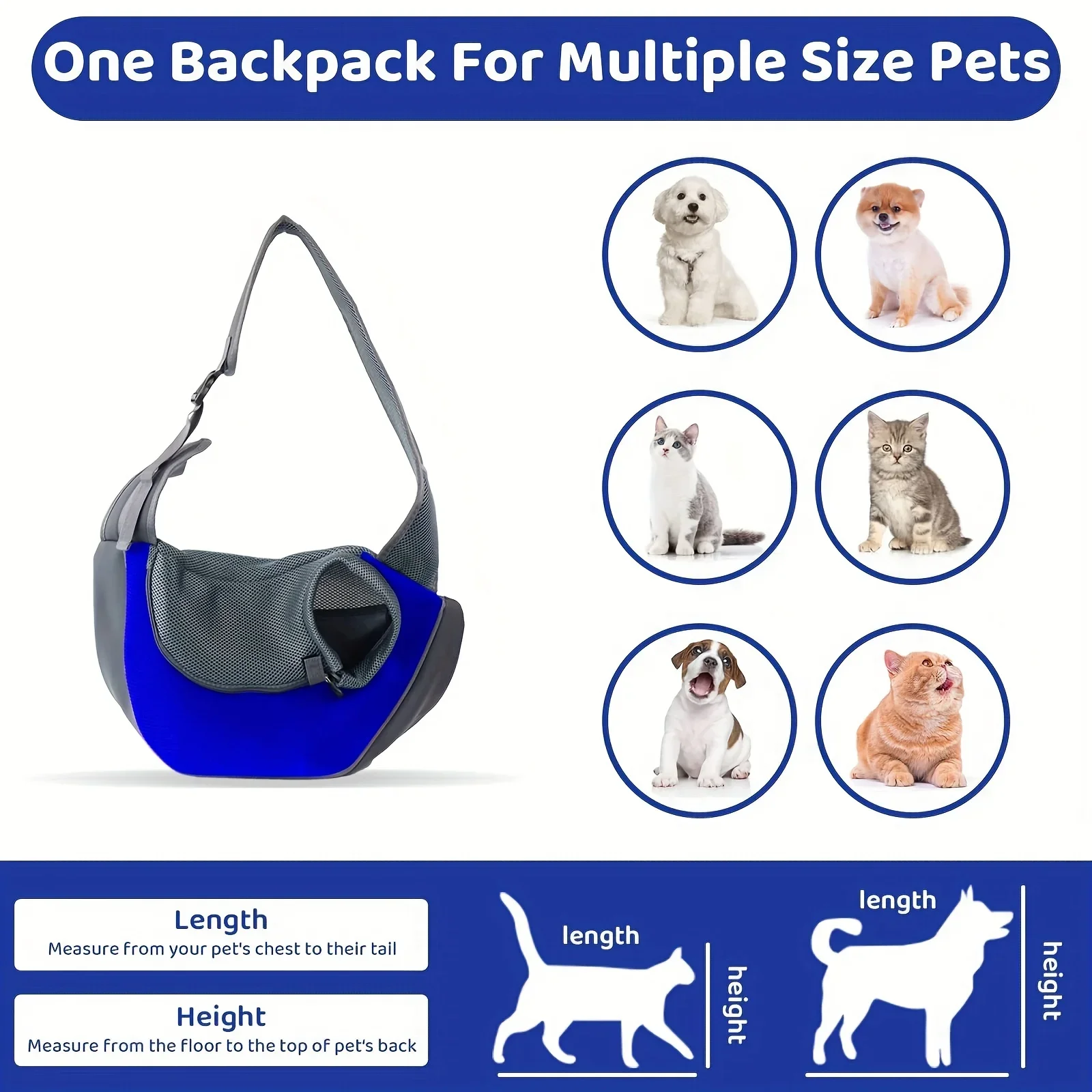 1Pc Dog out backpack,Dog Sling Carrier Breathable Mesh Travel Crossbody Bag For Puppy Cat Hiking Camping - Imagen 6