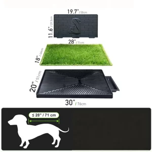 Sistema de baño para perros con césped artificial realista de tres capas y orificios de drenaje; apto para el adiestramiento de mascotas y para su uso en una amplia variedad de espacios interiores y exteriores. Ideal para cachorros y perros de tamaño pequeño a mediano. - Imagen 4