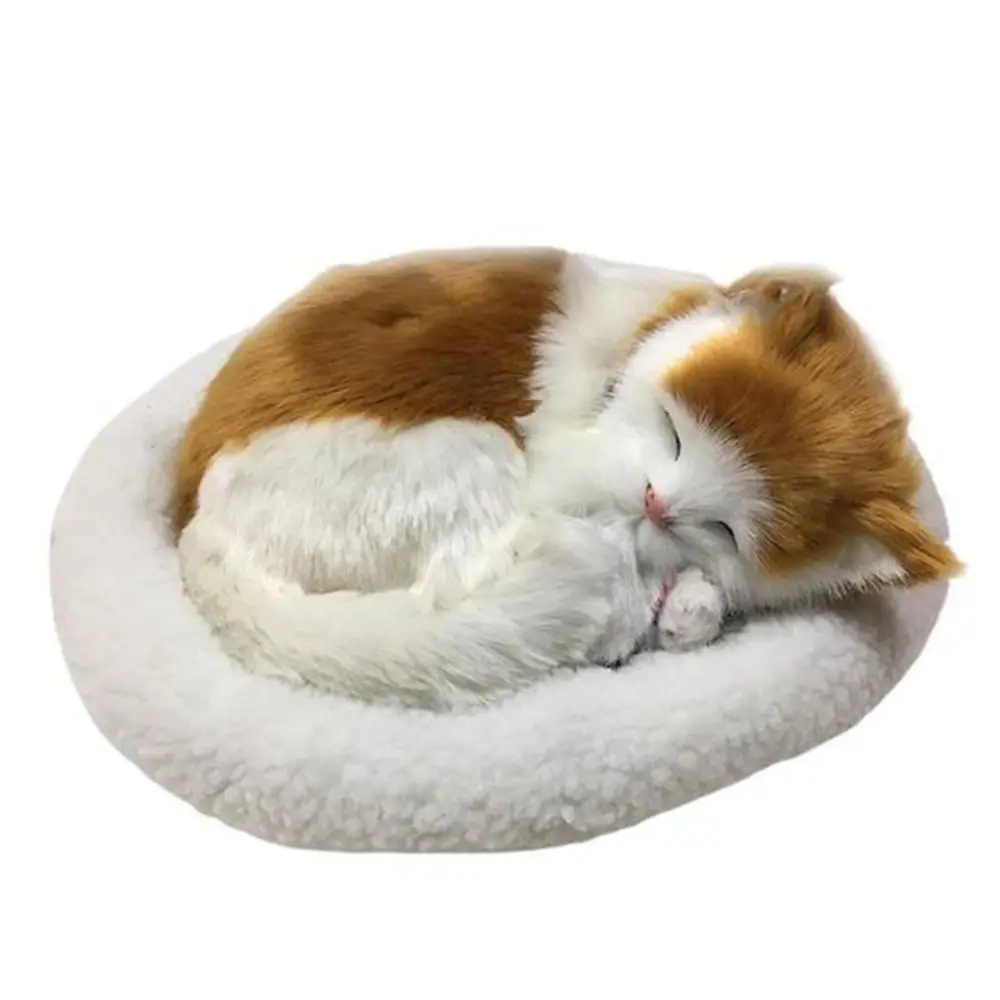 Realistic Black and White Cat Dog Breathing Sleeping Plush Toys Doll Electronic Pets for Dementia Seniors Adults Kids - Imagen 9