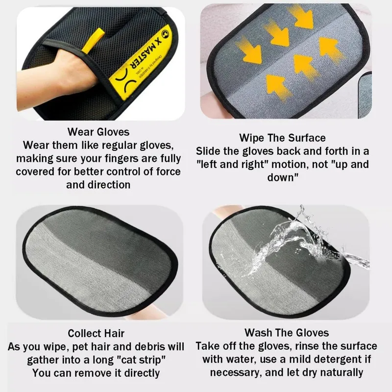 Animal hair glove Electrostatic gloves Two-way brush pet hair removal glove for cats dogs clothes furniture electrostatic - Imagen 5