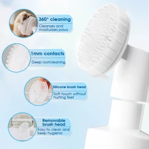 Espuma limpiadora de patas para mascotas sin aclarado; incluye un cepillo suave; limpiador suave de 150 ml para perros y gatos; elimina la suciedad y el mal olor; hidrata y desodoriza; ideal para usar tras paseos o ejercicio al aire libre; tamaño de viaje portátil; apto para el cuidado diario. - Imagen 5
