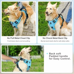 No Pull Dog Harness, Adjustable Soft Padded Pet Vest with Easy Control Handle - Imagen 4