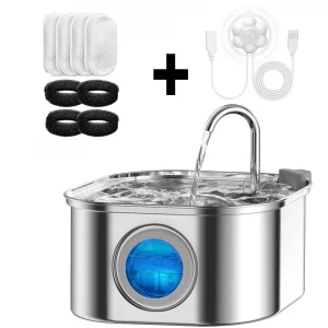Transparent Window Cat Water Dispenser with sensor 3.2L/108oz Super Quiet& Pets Auto Filter Stainless Steel Cats Water Fountain - Imagen 3