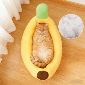 Pet Banana Shaped Plush Bed Soft Warm Nest Sleep Available All Seasons Specially Designed For Cats And Dogs Pet Gift