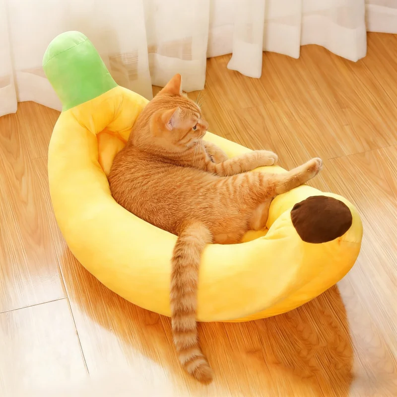 Pet Banana Shaped Plush Bed Soft Warm Nest Sleep Available All Seasons Specially Designed For Cats And Dogs Pet Gift - Imagen 4