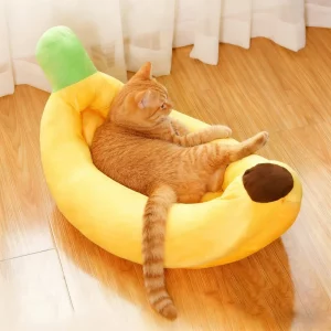 Pet Banana Shaped Plush Bed Soft Warm Nest Sleep Available All Seasons Specially Designed For Cats And Dogs Pet Gift - Imagen 4
