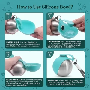 Dog Water Bottle 285ml Stainless Steel Portable Dog Drinker Leak Proof Feeder Dog Bottle 2 in 1 Silicon Bowl Travel Pet Supplies - Imagen 4