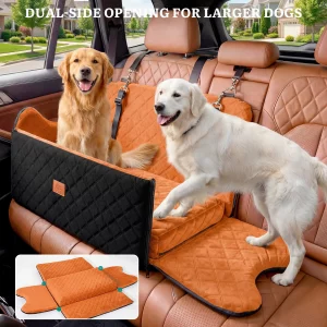 Alternative view of Dog Car Seat for Medium Large Dogs, Memory Foam Pet Bed with Storage, Non-Slip Cushion and Safety Belts Under 55lbs