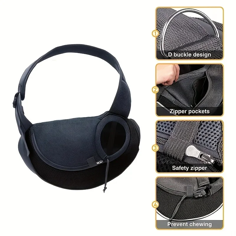 1Pc Dog out backpack,Dog Sling Carrier Breathable Mesh Travel Crossbody Bag For Puppy Cat Hiking Camping - Imagen 3