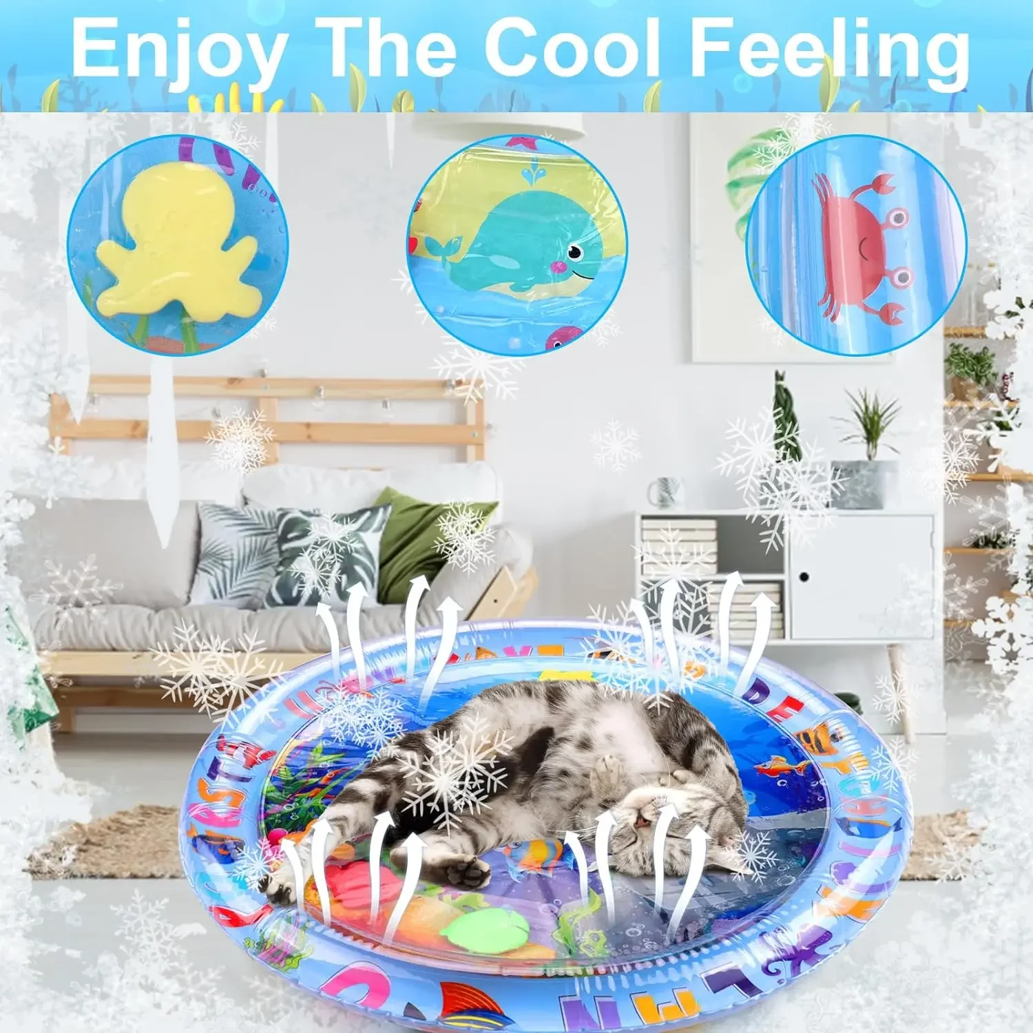 Water Sensory Play Mat Thickened Inflatable Water Mat For Cat And Dog Pet Playmat With Fish Sea Ocean Theme Sensory Toy Water - Imagen 2