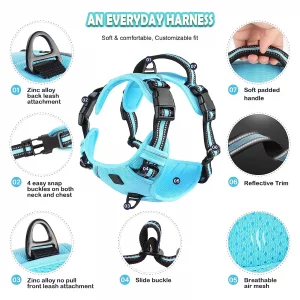 No Pull Dog Harness, Adjustable Soft Padded Pet Vest with Easy Control Handle - Imagen 3