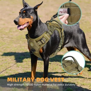 Tactical Dog Harness, No Pull Dog Harness, Adjustable Breathable MOLLE Dog Vest Harness for Medium Large Dog Reflective Military - Imagen 4
