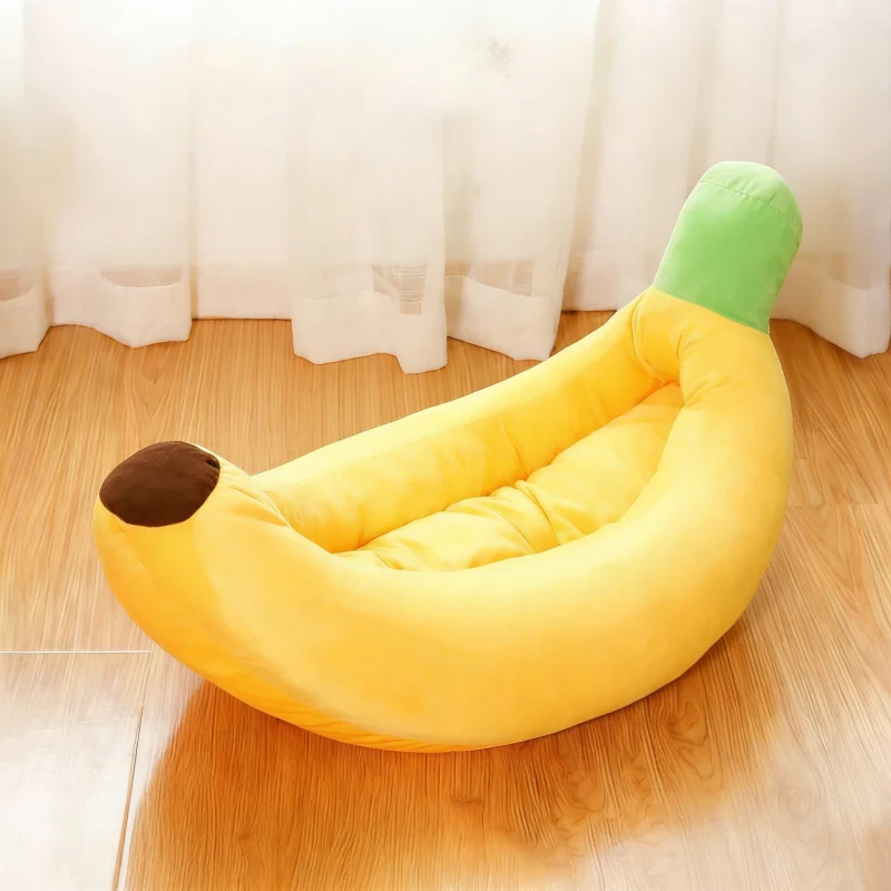 Pet Banana Shaped Plush Bed Soft Warm Nest Sleep Available All Seasons Specially Designed For Cats And Dogs Pet Gift - Imagen 7