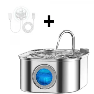 Transparent Window Cat Water Dispenser with sensor 3.2L/108oz Super Quiet& Pets Auto Filter Stainless Steel Cats Water Fountain - Imagen 5