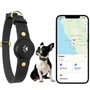 GPS Tracker Dog Collar(Tracker Included) Smart Pet Collar with Real-Time Tracking,No Monthly Fee/Subscription Waterproof Leather