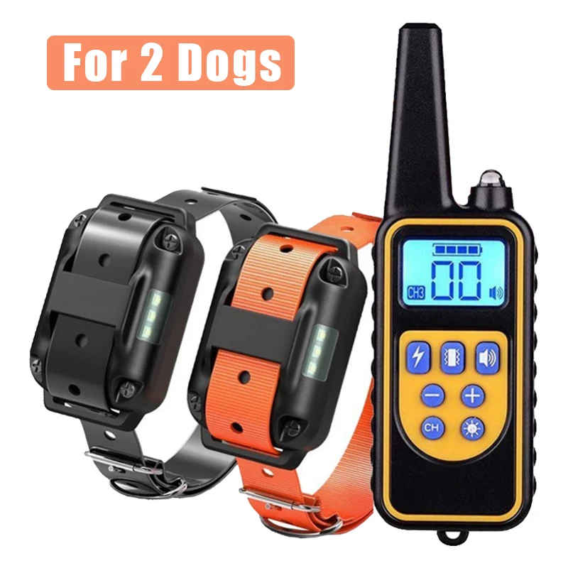 Electric Dog Training Collar Dog Trainer and Bark Stop Device Rechargeable Remote Control IP67 Apply for Dogs of Multiple Sizes