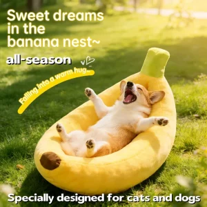 Alternative view of Pet Banana Shaped Plush Bed Soft Warm Nest Sleep Available All Seasons Specially Designed For Cats And Dogs Pet Gift