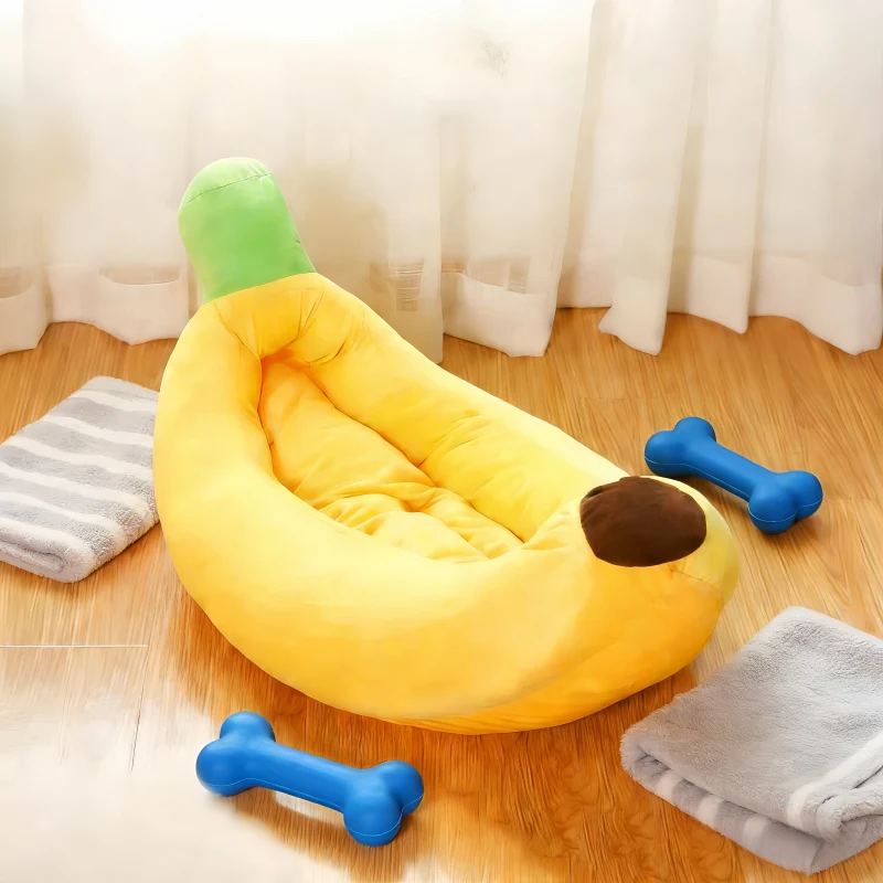 Pet Banana Shaped Plush Bed Soft Warm Nest Sleep Available All Seasons Specially Designed For Cats And Dogs Pet Gift - Imagen 3
