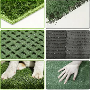 Sistema de baño para perros con césped artificial realista de tres capas y orificios de drenaje; apto para el adiestramiento de mascotas y para su uso en una amplia variedad de espacios interiores y exteriores. Ideal para cachorros y perros de tamaño pequeño a mediano. - Imagen 7
