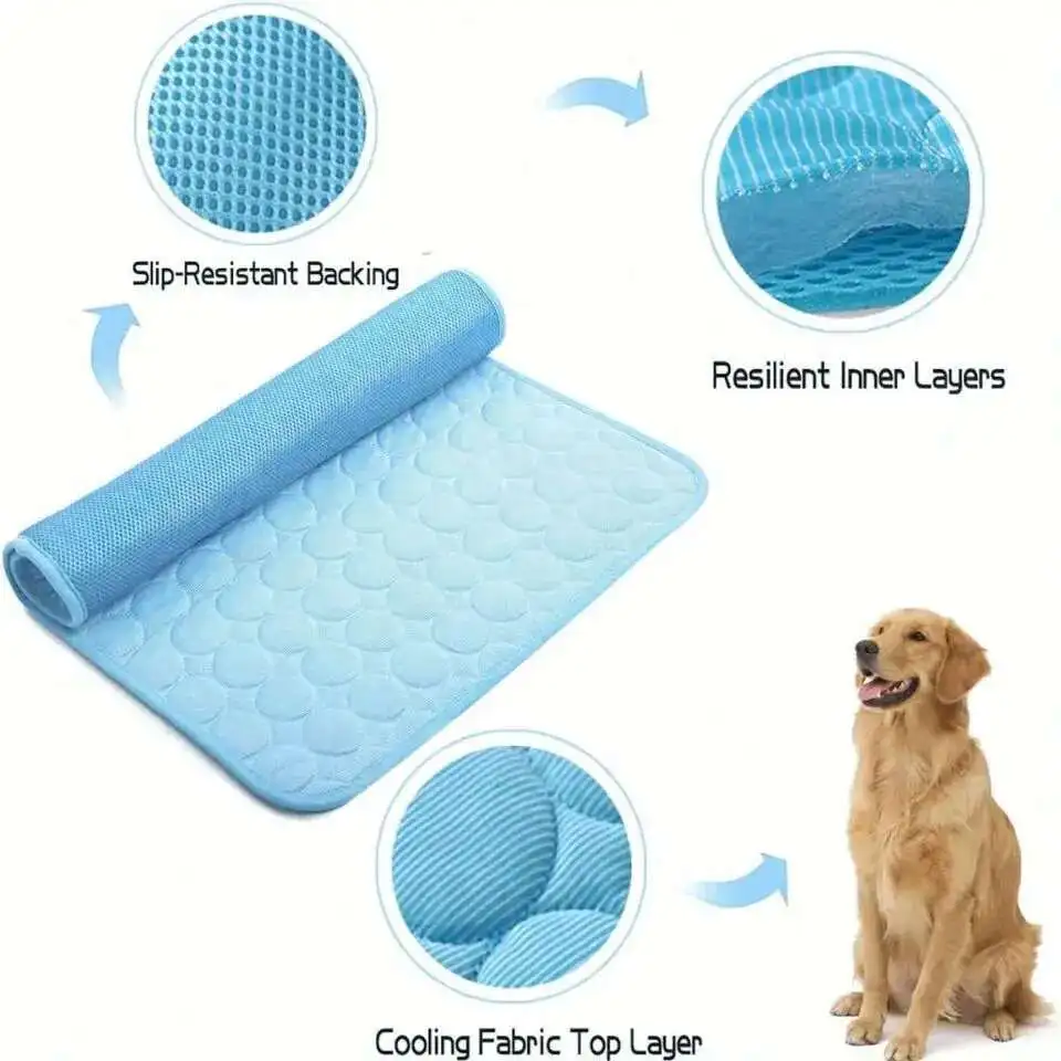 Cooling Dog Mat Summer Pad Mat For Dogs Cat Ice Silk Blanket Sofa Breathable Pet Dog Bed Summer Washable For Small Large Dog Cat - Imagen 3