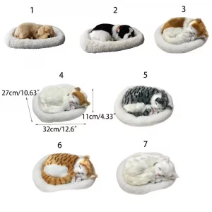 Realistic Black and White Cat Dog Breathing Sleeping Plush Toys Doll Electronic Pets for Dementia Seniors Adults Kids - Imagen 4