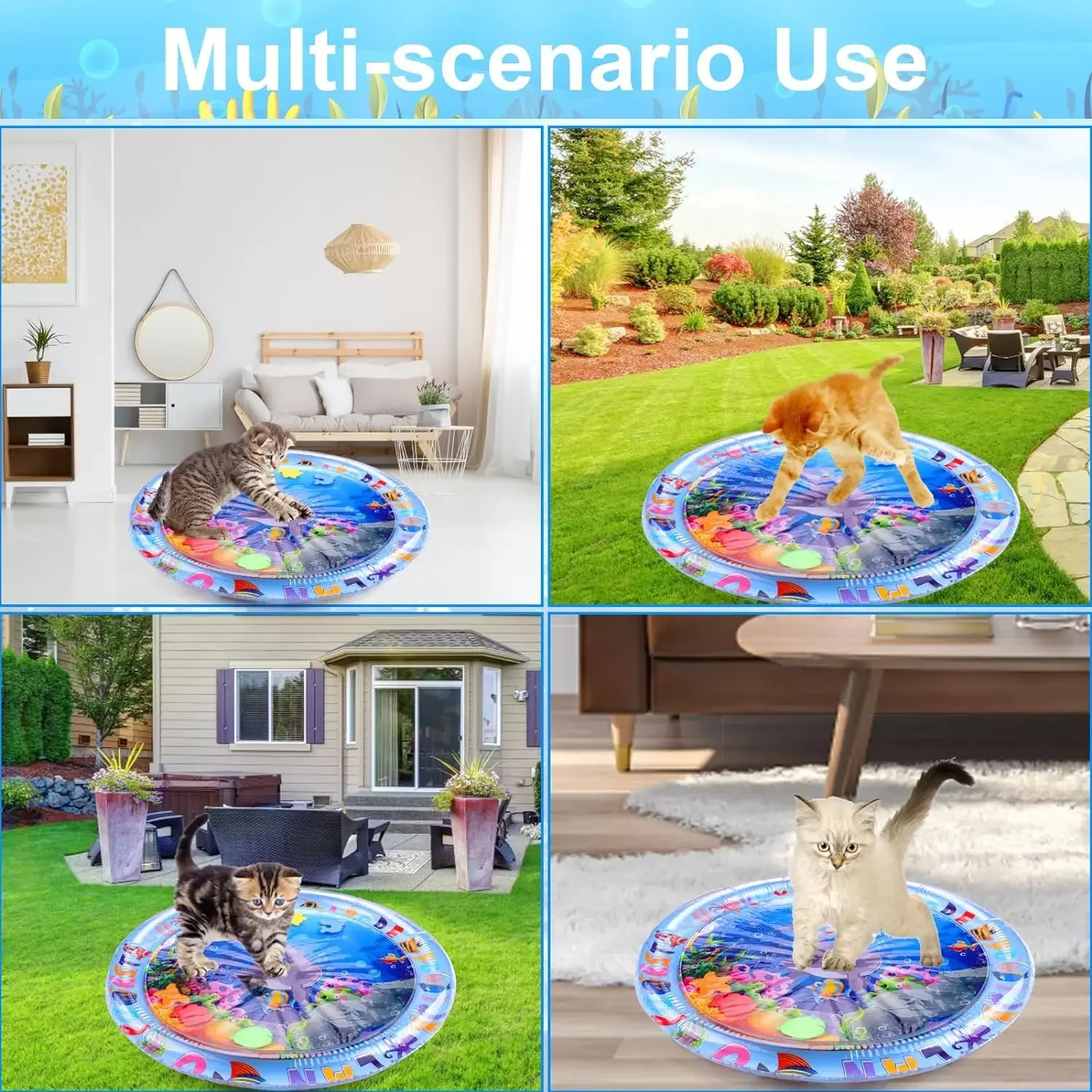 Water Sensory Play Mat Thickened Inflatable Water Mat For Cat And Dog Pet Playmat With Fish Sea Ocean Theme Sensory Toy Water - Imagen 4