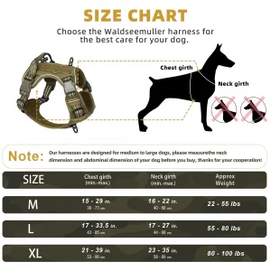 Tactical Dog Harness, No Pull Dog Harness, Adjustable Breathable MOLLE Dog Vest Harness for Medium Large Dog Reflective Military - Imagen 3