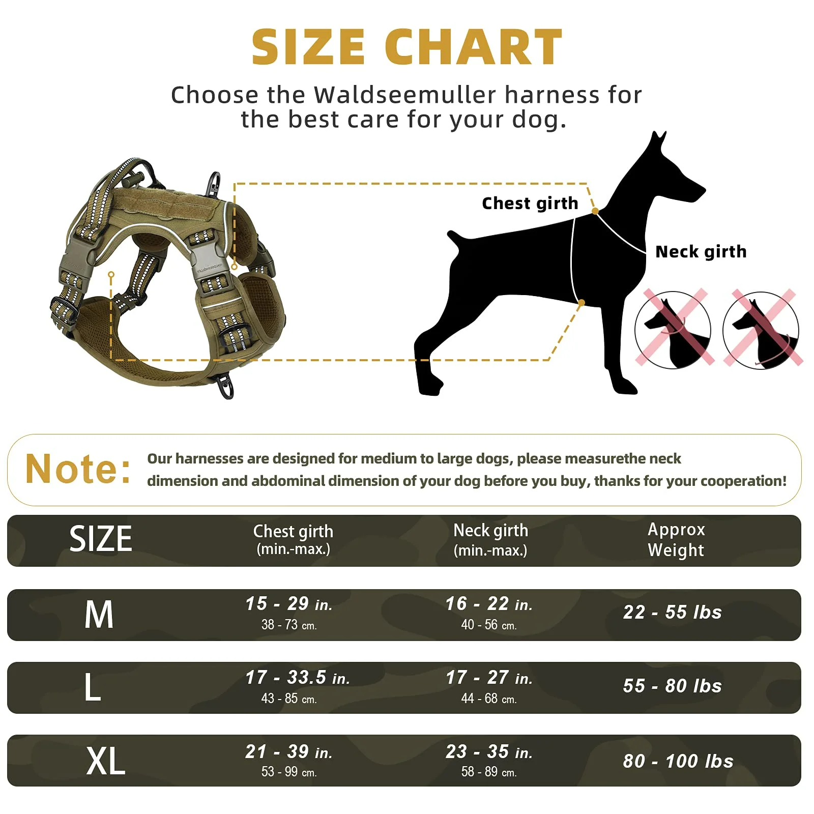 Tactical Dog Harness, No Pull Dog Harness, Adjustable Breathable MOLLE Dog Vest Harness for Medium Large Dog Reflective Military - Imagen 3